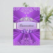 Princesse Tiara & Damask Quinceanera Invitation (Debout devant)