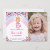 Princesse violette rose Invitations d'anniversaire (Devant)