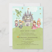 Princesses et Chevaliers Fille Invitation d'annive (Devant)