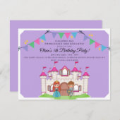 Princesses et Chevaliers Invitations de fête d'ann (Devant / Derrière)