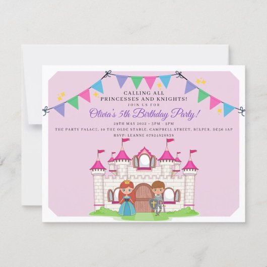 Princesses et Chevaliers Invitations de fête d'ann
