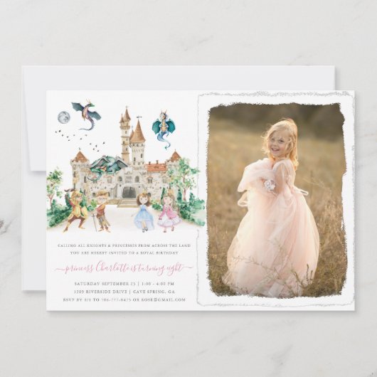 Princesses, Knachten en Dragons Fairy Tale Birthda Kaart (Voorkant)