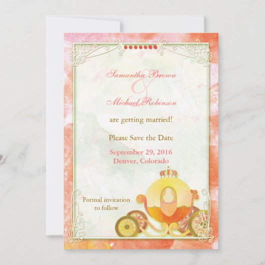 Princess's Carriage: De datumuitnodigingen opslaan Kaart (Voorkant)