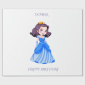 Princess's verjaardagspapier. Aangepaste naam. Cadeaupapier (Vlak)