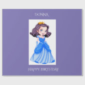 Princess's verjaardagspapier. Aangepaste naam. Cadeaupapier (Vlak)