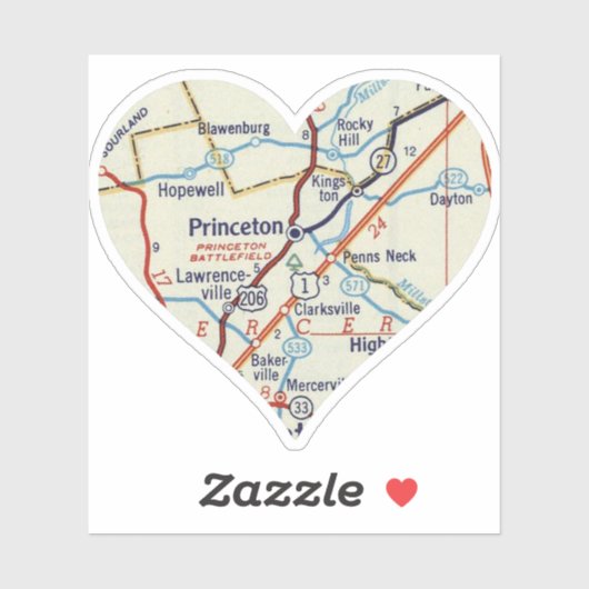 Princeton NJ  kaart Sticker (Vel)