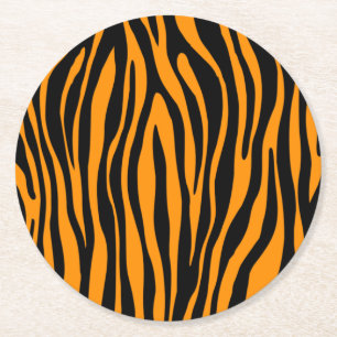 Princeton Oranje Zebra Print Ronde Kartonnen Onderzetter