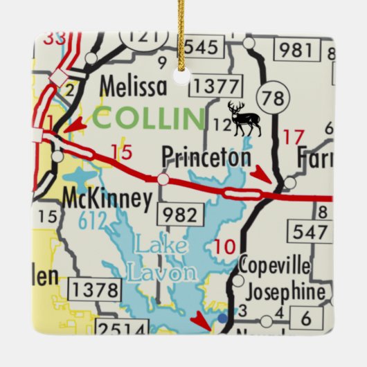 Princeton TX Road Map Keramisch Ornament (Achterkant)