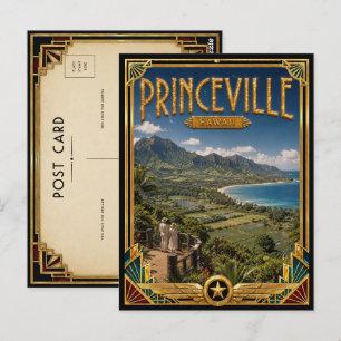 Princeville Hawaii Vintage Art Deco Gouden Tijdper Briefkaart