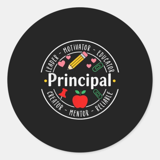 Principal Leader Motivator First Day Back To Schoo Ronde Sticker (Voorkant)