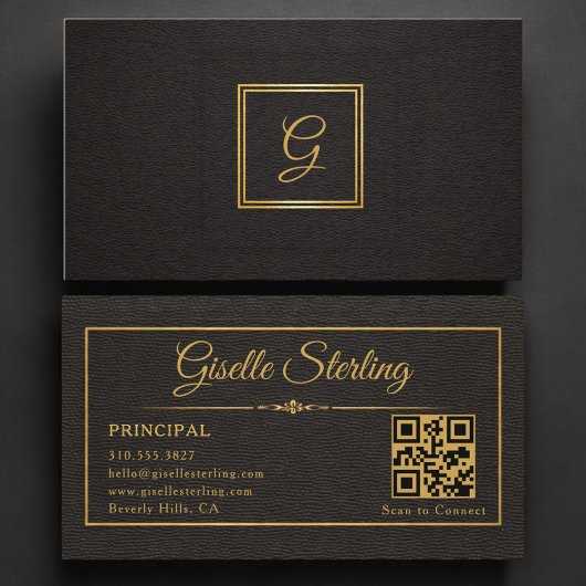 Principal Monogrammed QR Code Visitekaartje