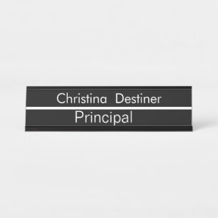 Principe B&W Lined Desk Name Bord Bureau Naambordje