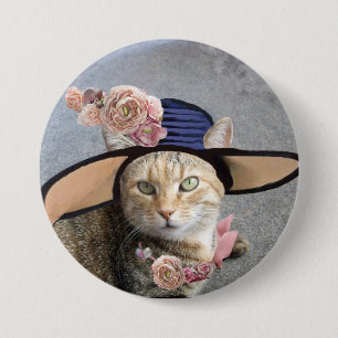 PRINCIPE TATUS/ELEGANT CAT, BIG DIVA-PET EN -ROZEN RONDE BUTTON 7,6 CM