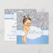  prins Baby shower blauw en zilver Kaart (Voorkant / Achterkant)
