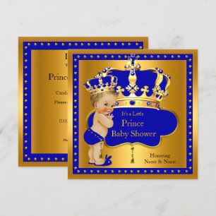 Prins Baby Shower Koninklijk Blauwe Jongens Kroon Kaart