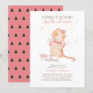Prins Babyshower Katten Kitten Meisjes Roze Cute Kaart