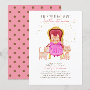 Prins Babyshower Katten Kitten Meisjes Roze Cute Kaart