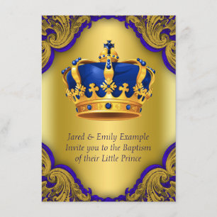 Prins Baptism Royal Blauw en Gouden Kroon Kaart