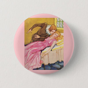 Prins Charming die het zoenen Sleeping Beauty vers Ronde Button 5,7 Cm