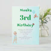 Prins Cute Blauwe Groene Muis Leeftijd Verjaardag Kaart (Staand voorkant)