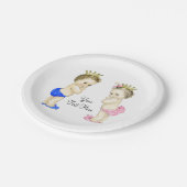 Prins en prinses jongen en meisje tweeling Baby Papieren Bordje (Gekanteld)