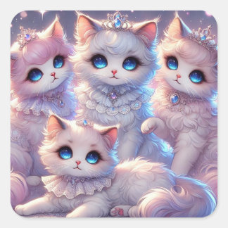 Prins en prinses koninklijke katten vierkante sticker