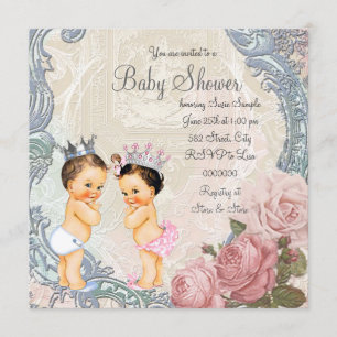 Prins en Prinses Tweeling Baby Shower Kaart
