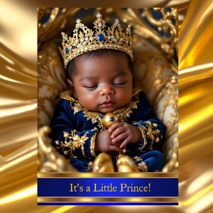 Prins Koningsblauw Gouden Baby Shower Etnisch Kaart
