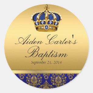 Prins Koningsblauwe Koninklijke Kroon Doop Sticker