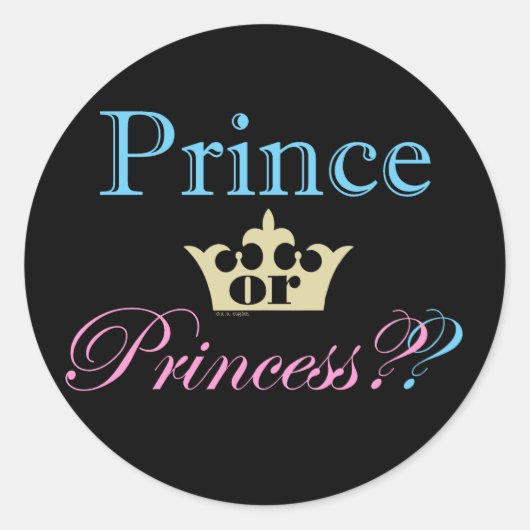 Prins of prinses? ronde sticker (Voorkant)