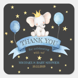 Prins Olifant Baby Shower Krijtbord Vierkante Sticker