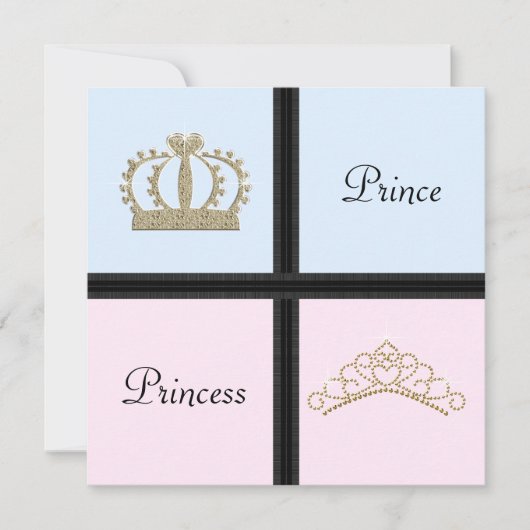 Prins Prinses Gender Onthult Douche Uitnodigingen (Voorkant)