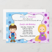 Prins Prinses Uitnodiging Kids Verjaardagsfeest (Voorkant / Achterkant)