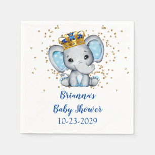 Prins Royal Blauw Goud Olifant Jongen Baby Shower Servet