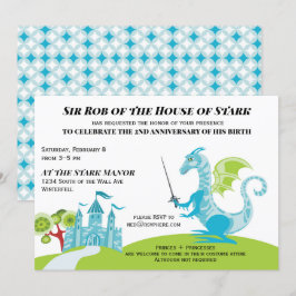 Prins turquoise en groene jongen Birthday-uitnodig Kaart