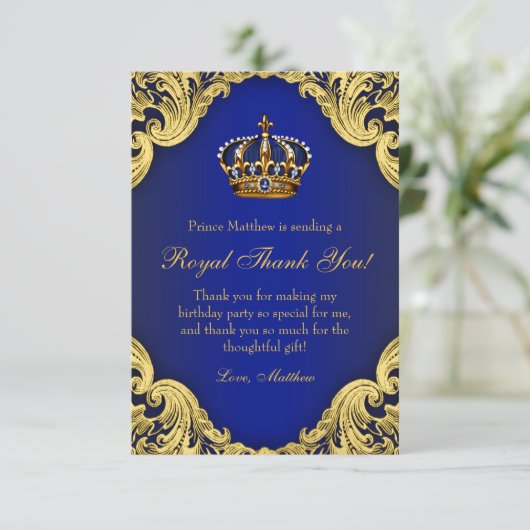 Prins Verjaardagsfeest Dank u kaarten (Staand voorkant)