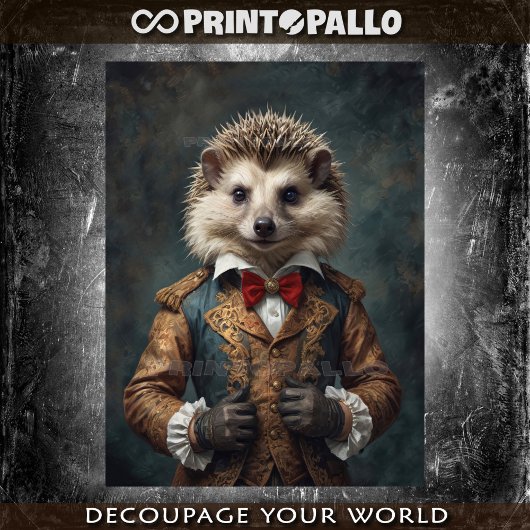 Prinselijk renaissance geklede hodgehog met boog s tissuepapier