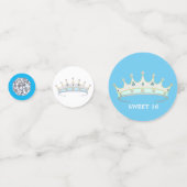 prinses 16th Birthday op turquoise blue & white Confetti (Achterkanten)