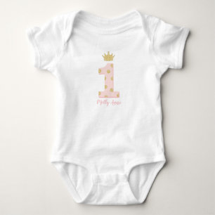 Prinses 1e Eerste Verjaardag Roze en Goud Romper