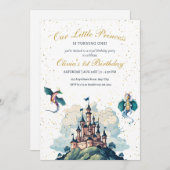 Prinses 1e verjaardag uitnodiging, Prinses feest (Voorkant / Achterkant)