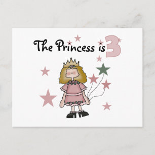 Prinses 3e verjaardag Tshirts en geschenken Briefkaart
