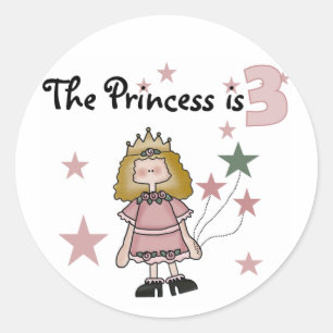 Prinses 3e verjaardag Tshirts en geschenken Ronde Sticker