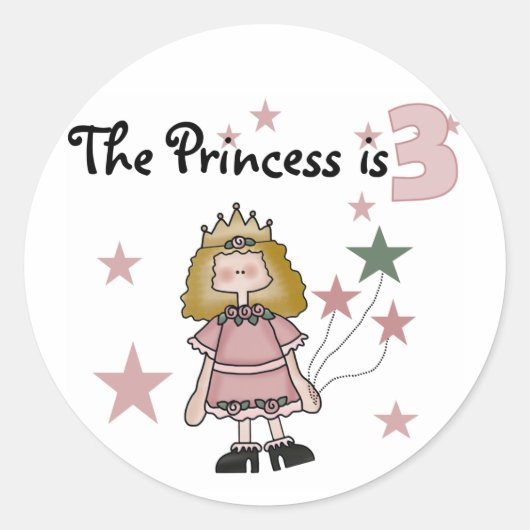 Prinses 3e verjaardag Tshirts en geschenken Ronde Sticker (Voorkant)
