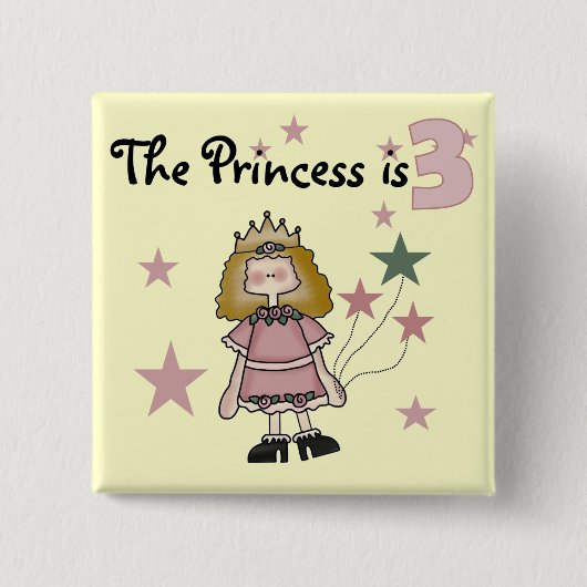 Prinses 3e verjaardag Tshirts en geschenken Vierkante Button 5,1 Cm (Voorkant)