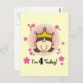 Prinses 4e verjaardag Tshirts en geschenken Briefkaart (Voorkant / Achterkant)