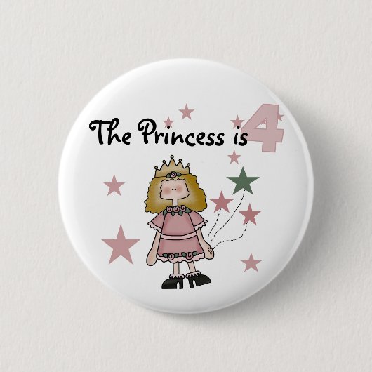 Prinses 4e verjaardag Tshirts en geschenken Ronde Button 5,7 Cm (Voorkant)