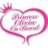Prinses aan boord auto sticker (Voorkant)