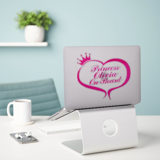 Prinses aan boord auto sticker (Laptop op bureau)