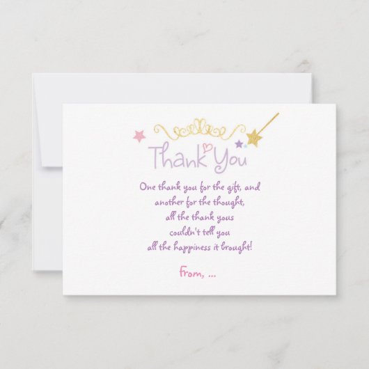 PRINSES Aangepaste Verjaardagsfeest BEDANKT KAART (Voorkant)