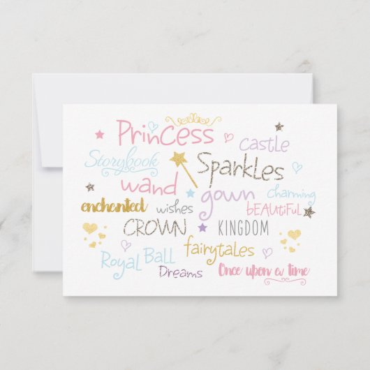 PRINSES Aangepaste Verjaardagsfeest BEDANKT KAART (Achterkant)